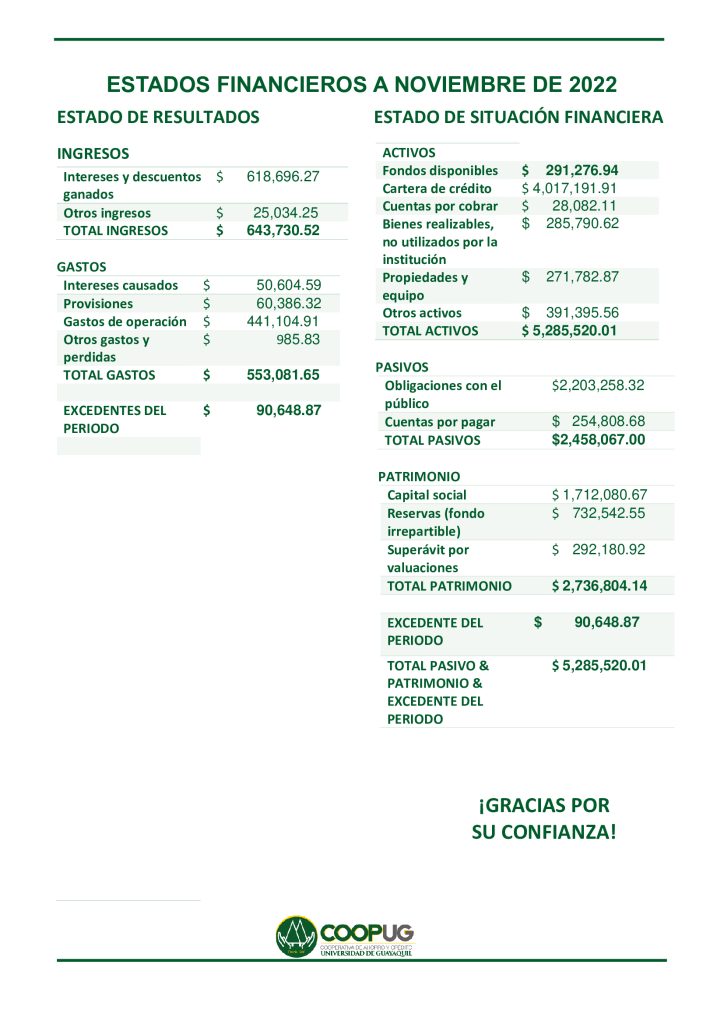 Estado Financiero Noviembre de 2022